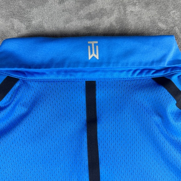 Nike Tiger Woods Collection Golf Polo Blue Dri-Fit Snap Button Mens Small 619760 - Picture 12 of 13